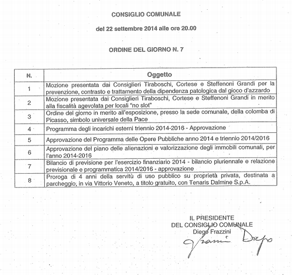 Stasera 8 punti all’ordine del giorno: ludopatia, inceneritore e sopratutto bilancio #opendalmine http://t.co/99tQYFJX1N